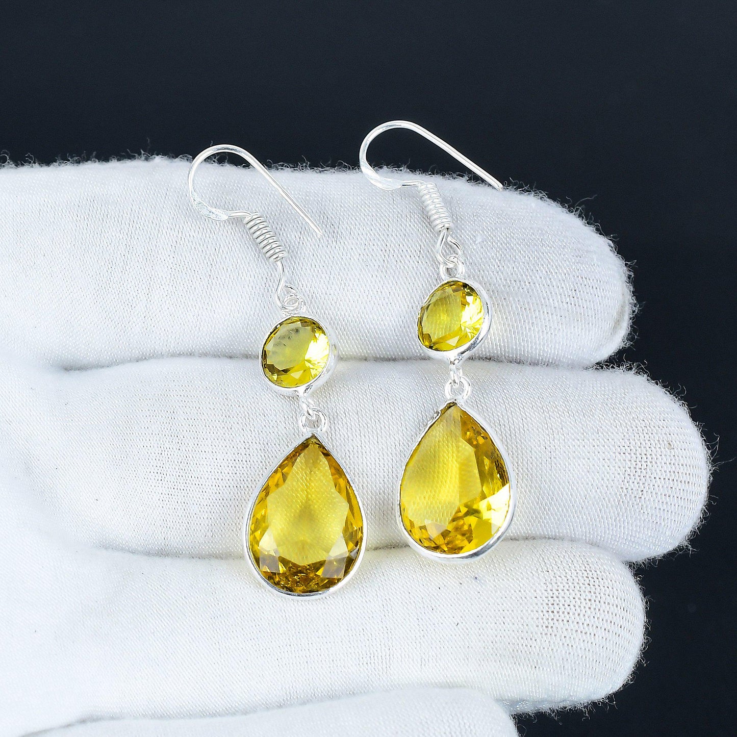 Yellow Citrine Gemstone Earrings