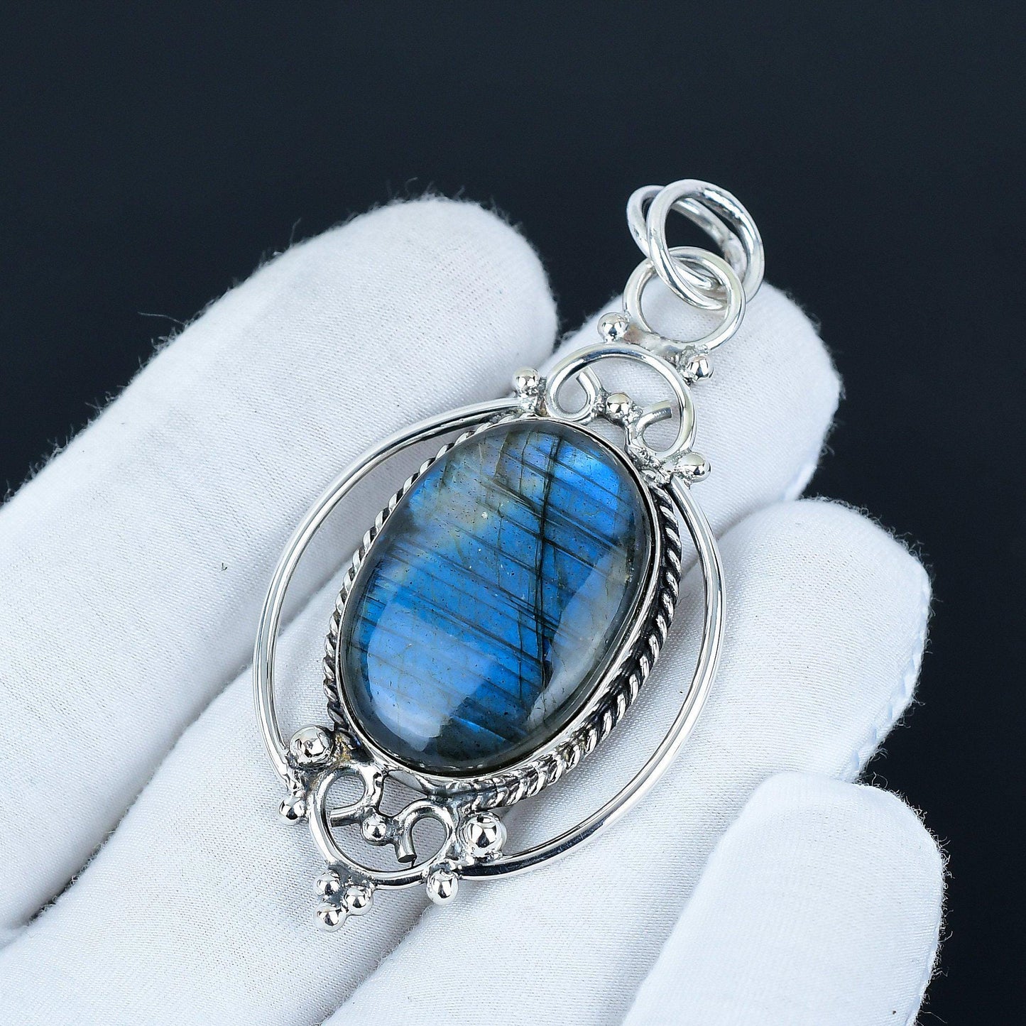 Blue Labradorite Gemstone Pendant