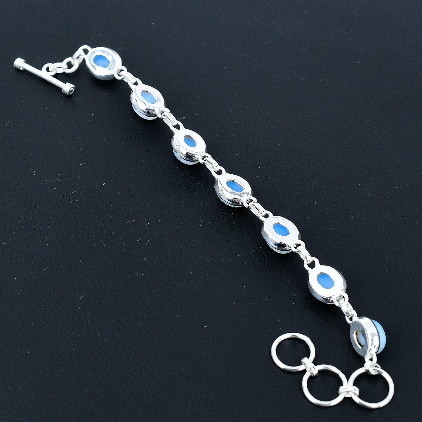 Milky Opal Gemstone Sterling Silver Bracelet