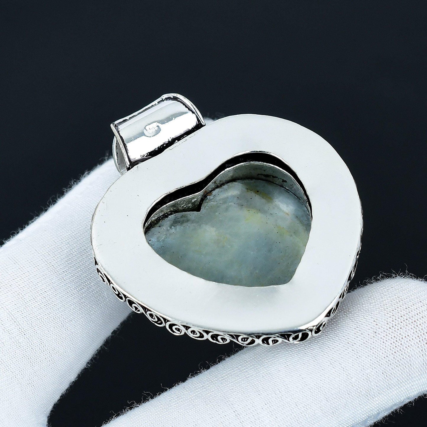 Vintage Aquamarine Heart Pendant