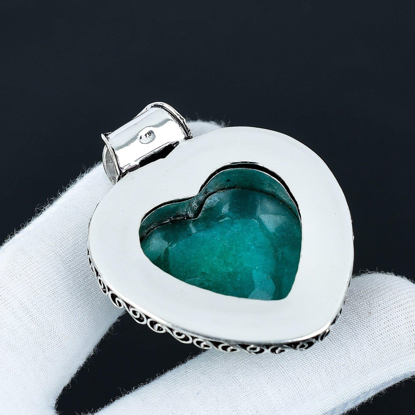 Green Emerald Gemstone Heart Pendant