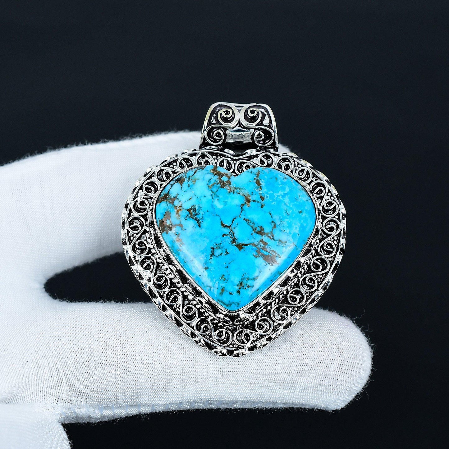 Turquoise Gemstone Heart Pendant