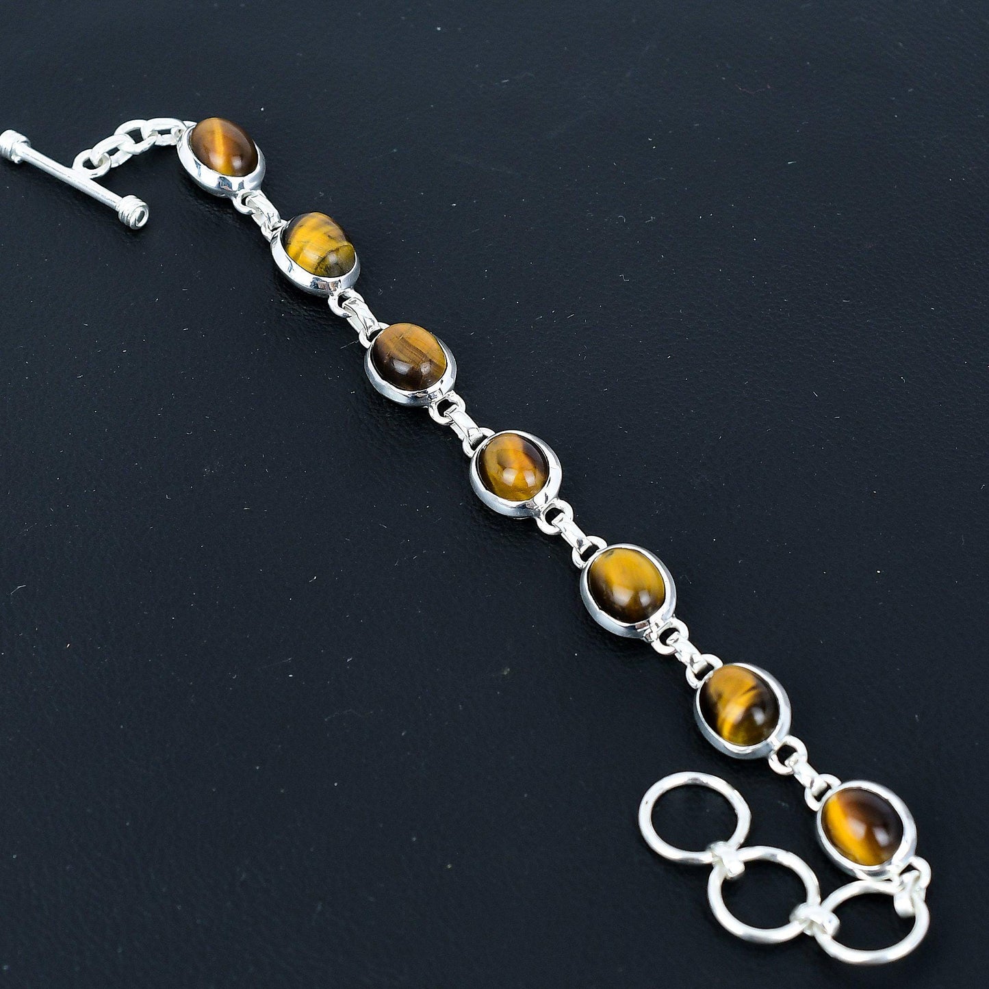 Brown Tiger Eye Sterling Silver Bracelet