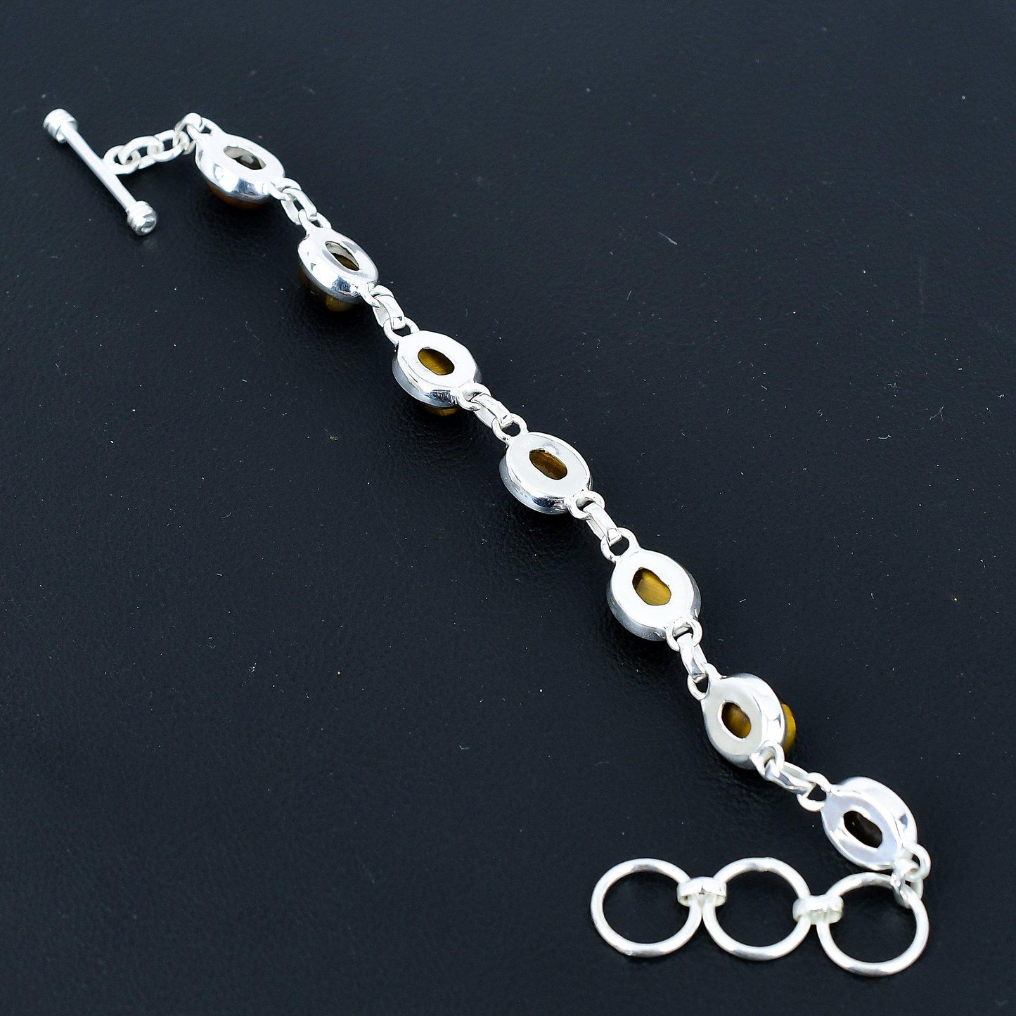 Brown Tiger Eye Sterling Silver Bracelet