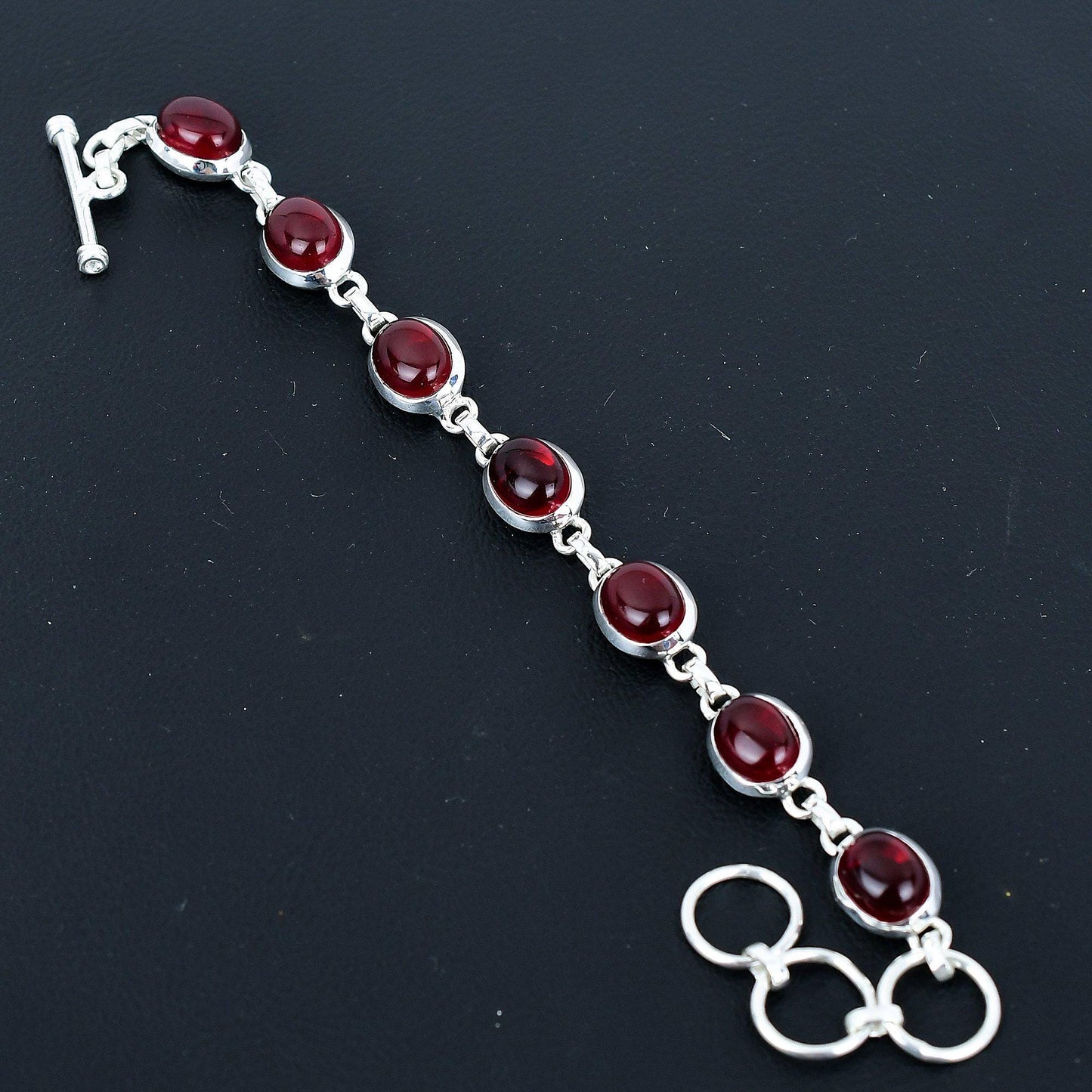 Red Carnelian Sterling Silver Bracelet