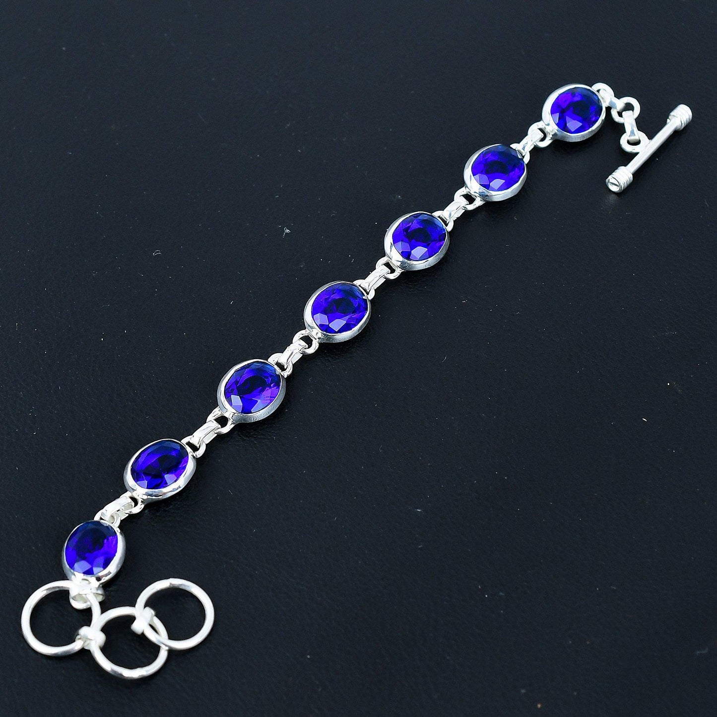 Blue Sapphire Sterling Silver Bracelet
