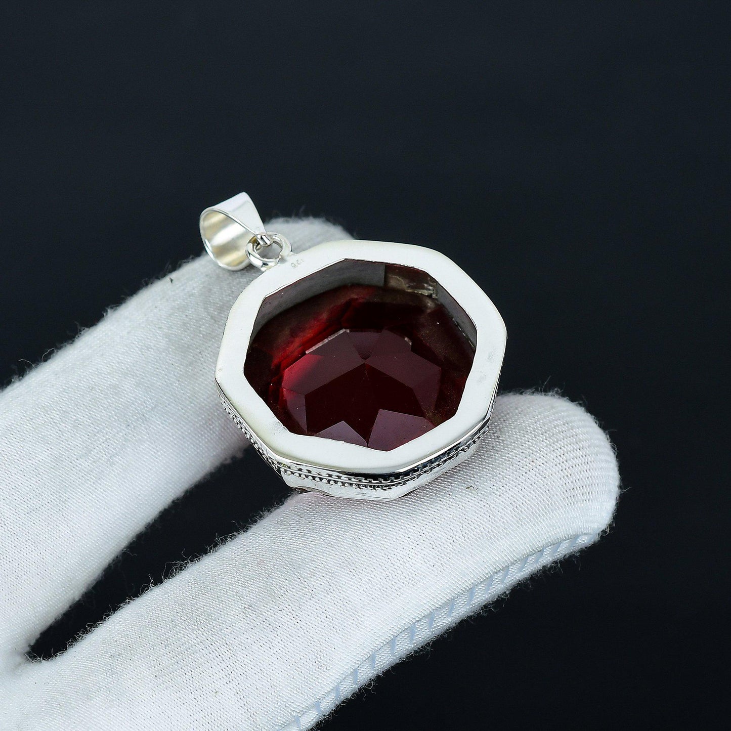 Red Garnet Sterling Silver Pendant
