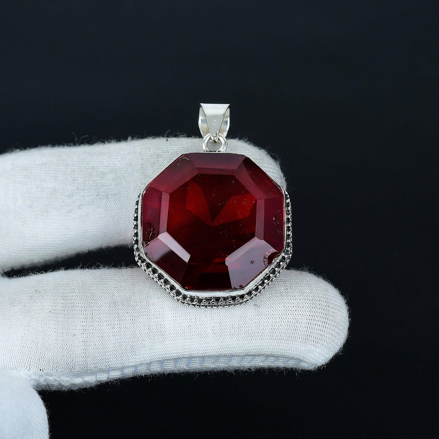 Red Garnet Sterling Silver Pendant