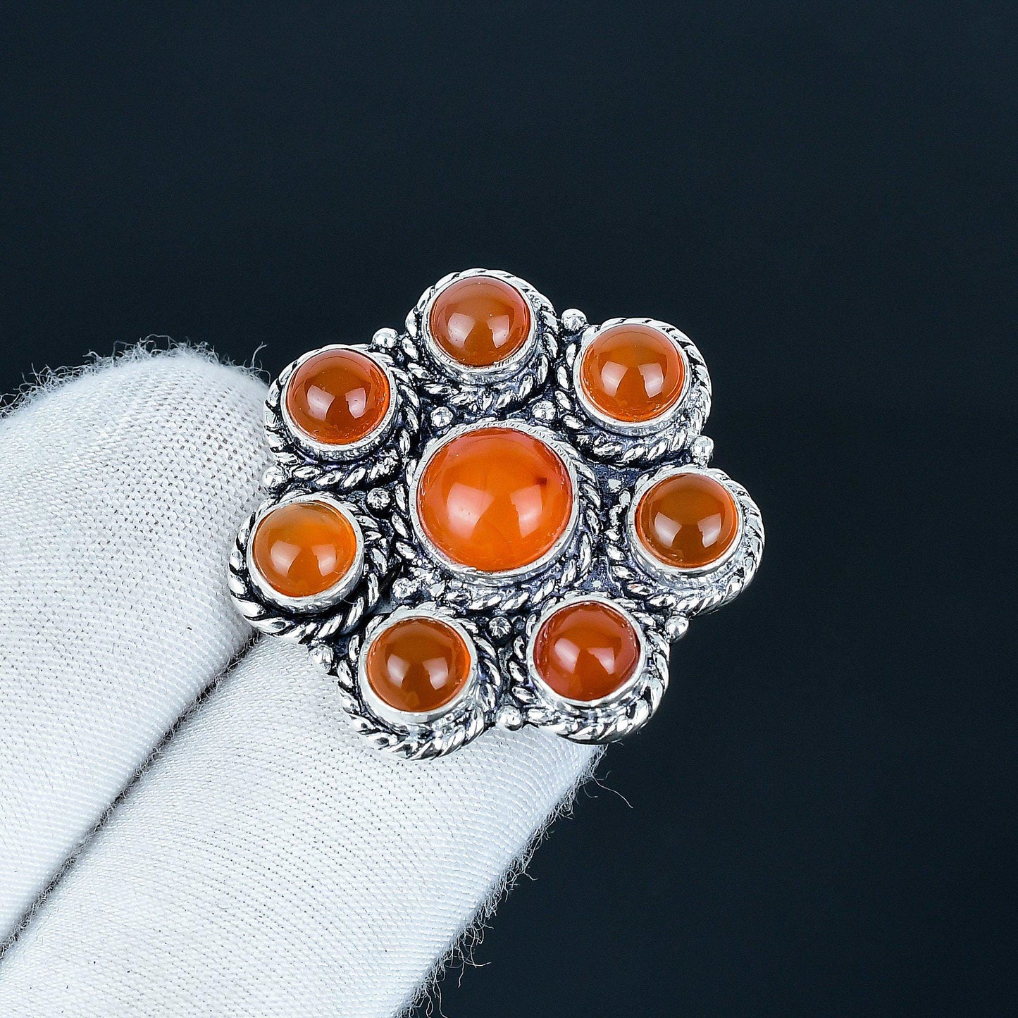 Orange Carnelian Sterling Silver Ring