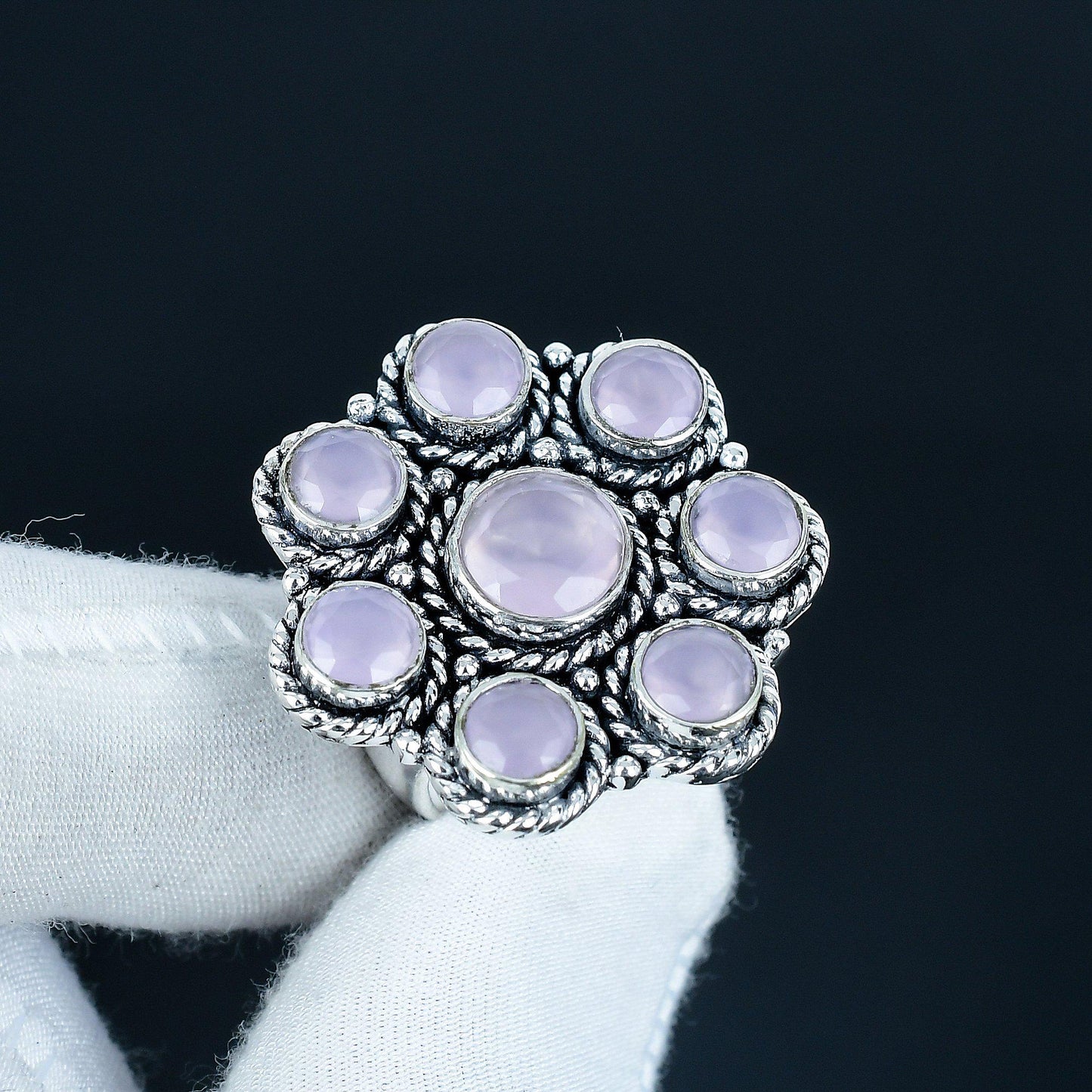 Pink Chalcedony Sterling Silver Ring