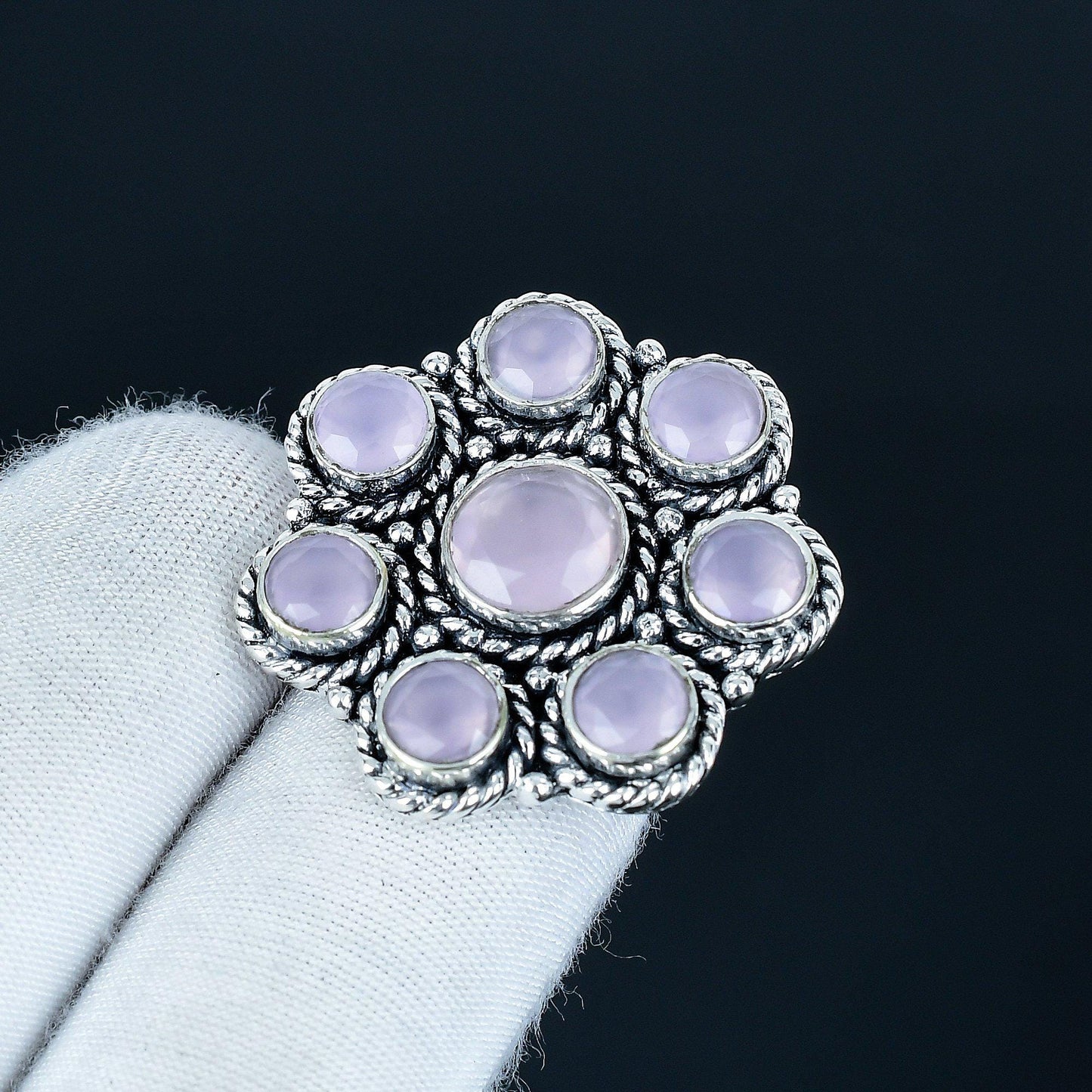 Pink Chalcedony Sterling Silver Ring