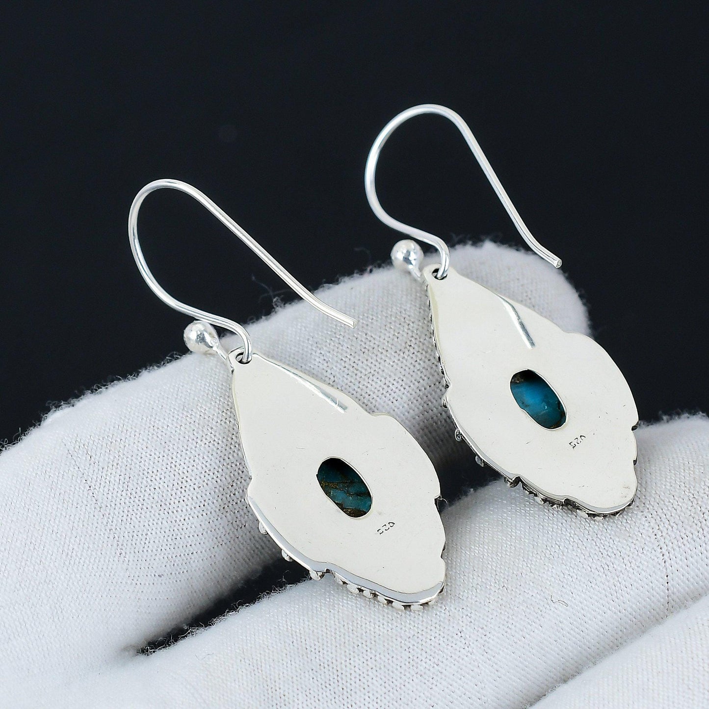 Blue Copper Turquoise Gemstone Earrings