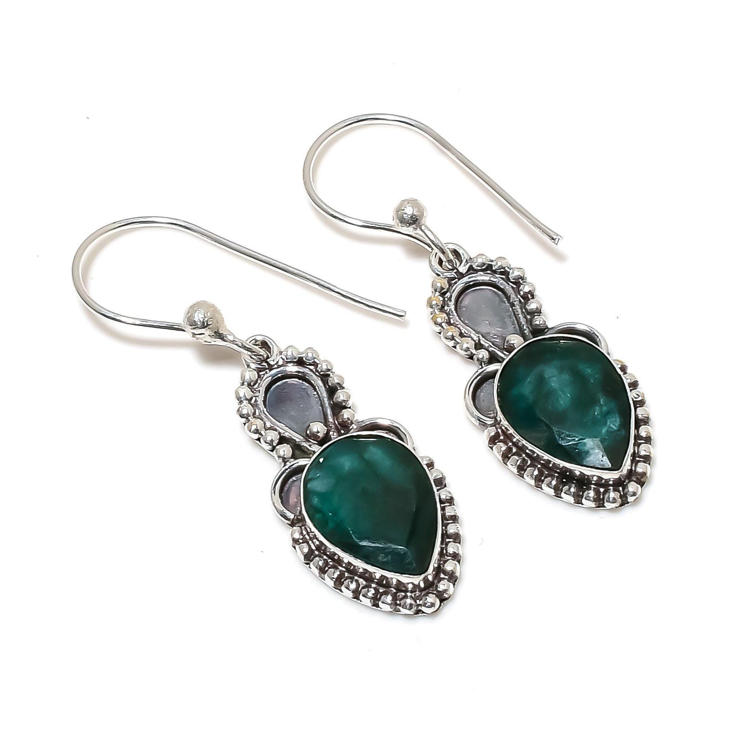 Green Emerald Gemstone Earrings