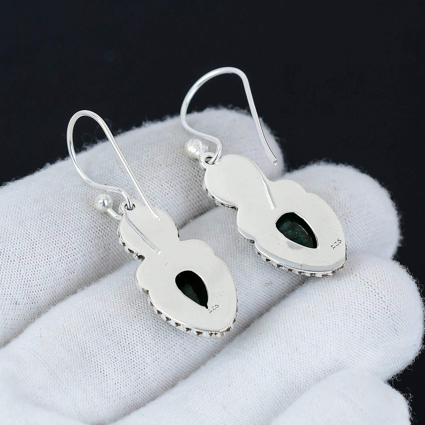 Green Emerald Gemstone Earrings