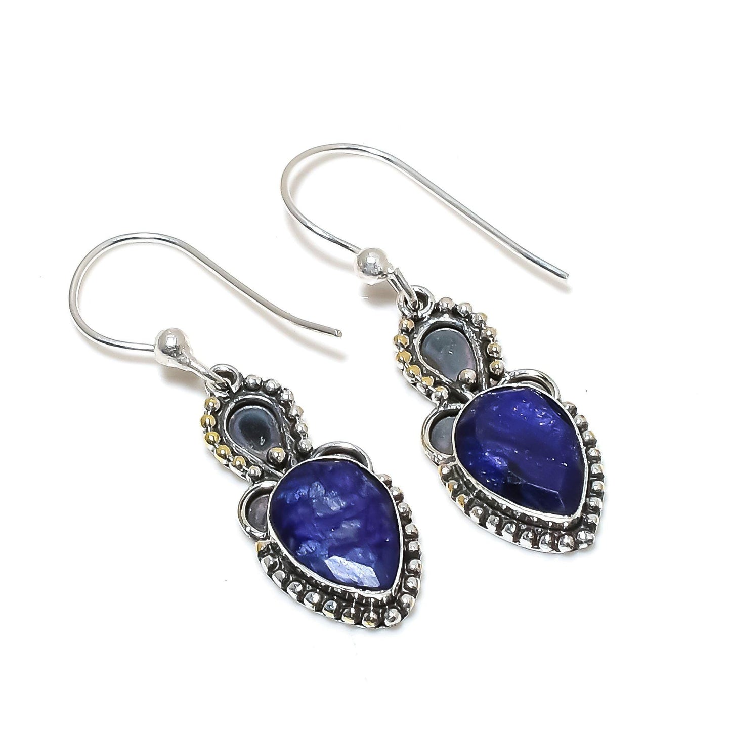 Blue Sapphire Gemstone Drop Earrings