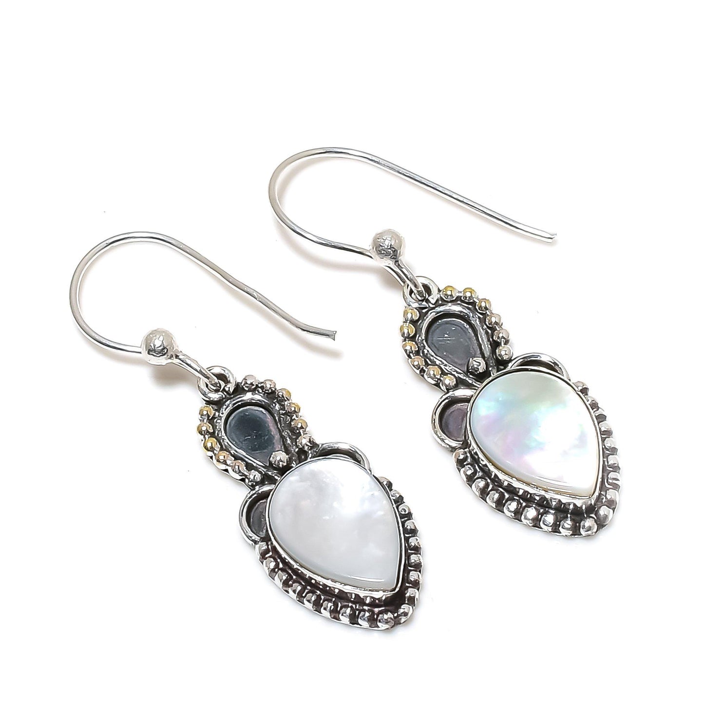 White Mother of Pearl Gemstone Earrings