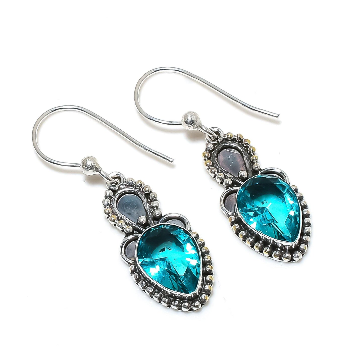 Swiss Blue Topaz Gemstone Earrings
