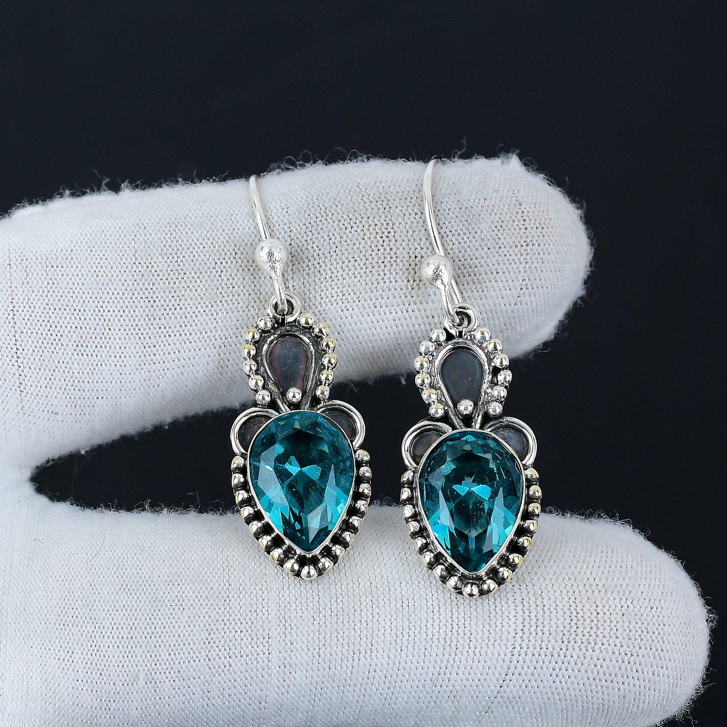 Swiss Blue Topaz Gemstone Earrings