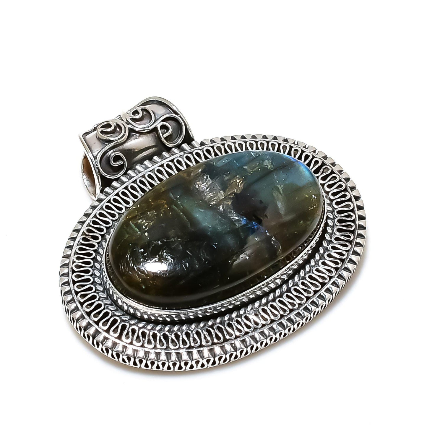 Blue Fire Labradorite Pendant