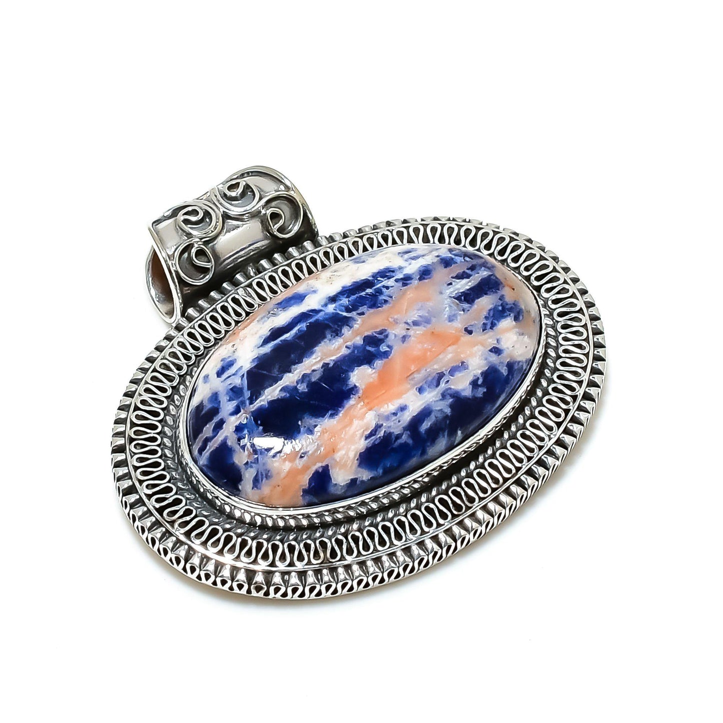Blue Sodalite Sterling Silver Pendant