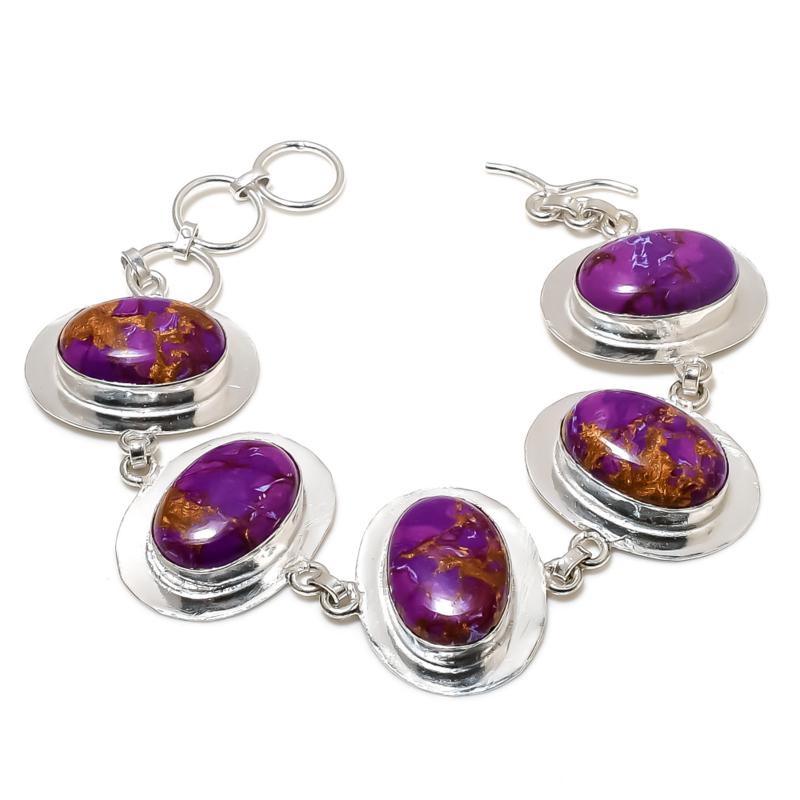 Purple Copper Turquoise Sterling Silver Bracelet