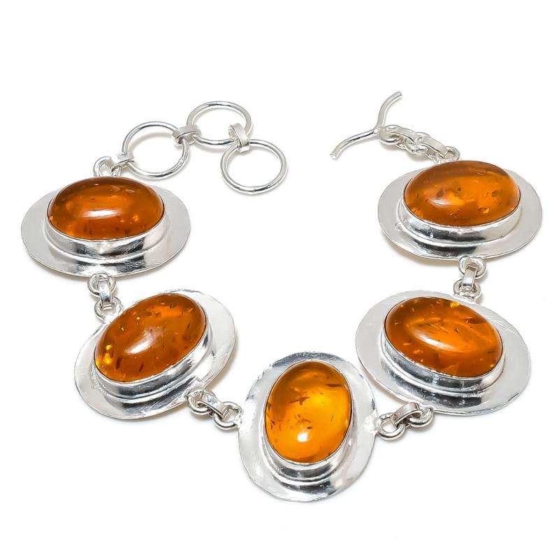 Sterling Silver Baltic Amber Bracelet