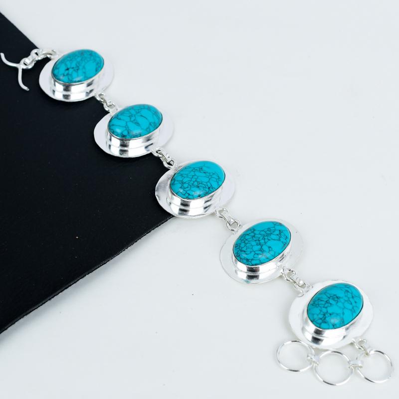 Turquoise Gemstone Sterling Silver Bracelet