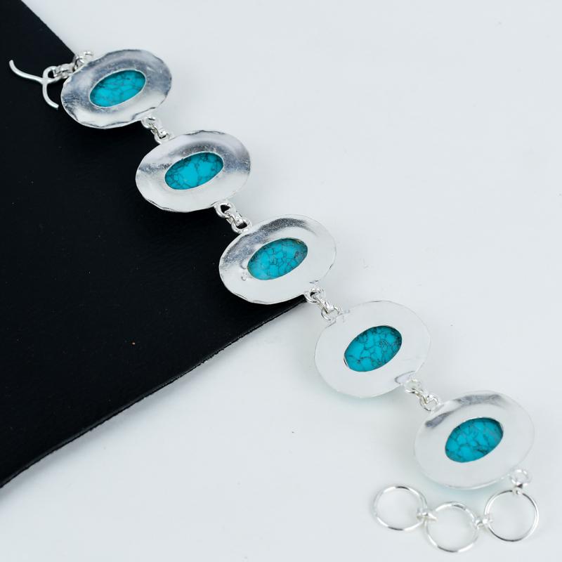 Turquoise Gemstone Sterling Silver Bracelet