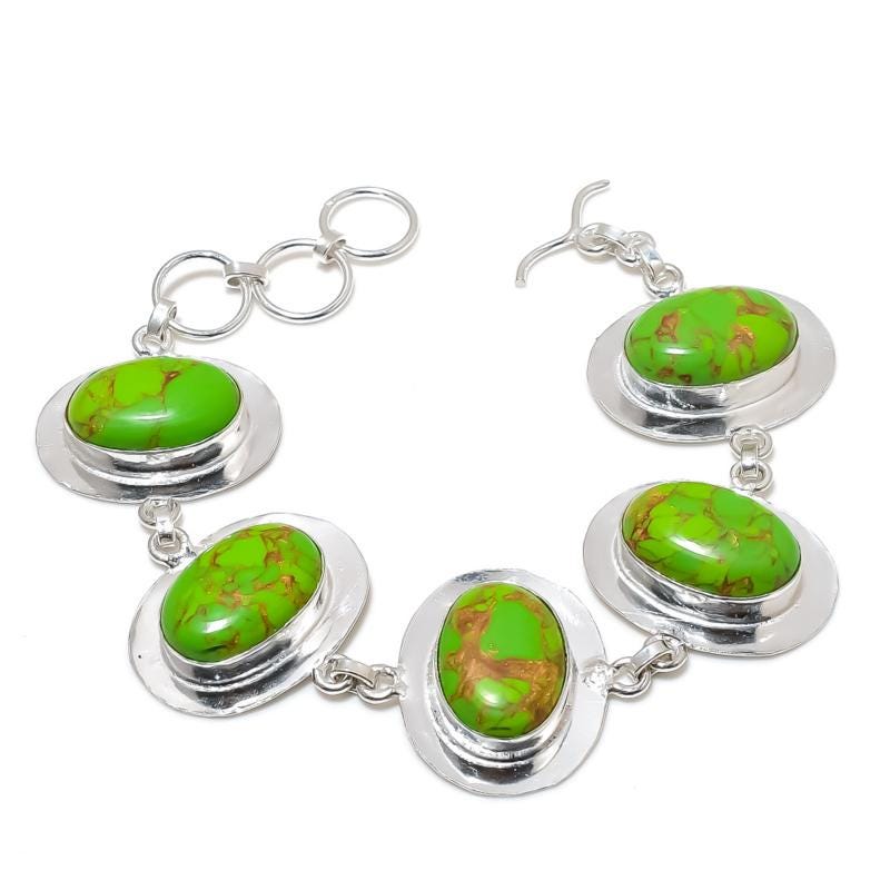 Green Copper Turquoise Chain Bracelet