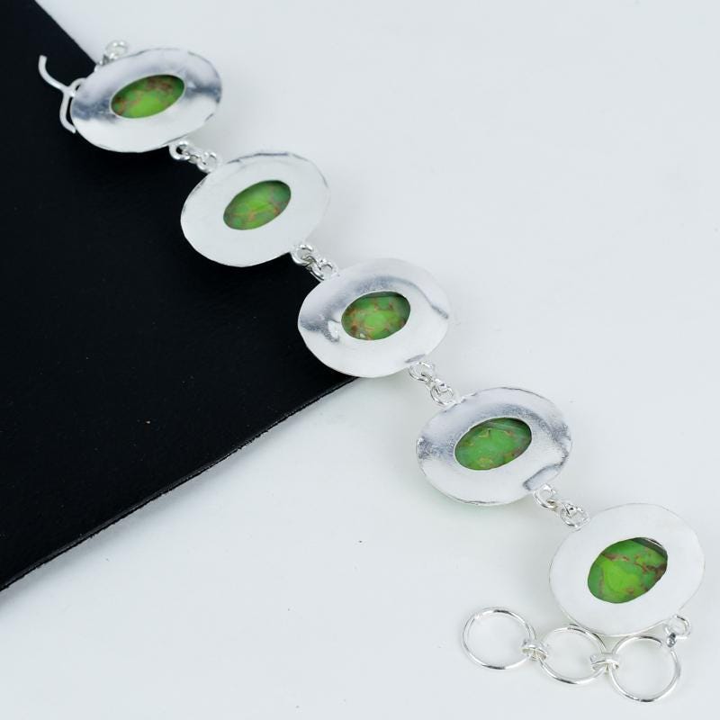 Green Copper Turquoise Chain Bracelet