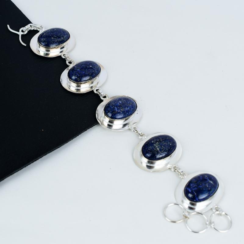 Blue Lapis Lazuli Sterling Silver Bracelet