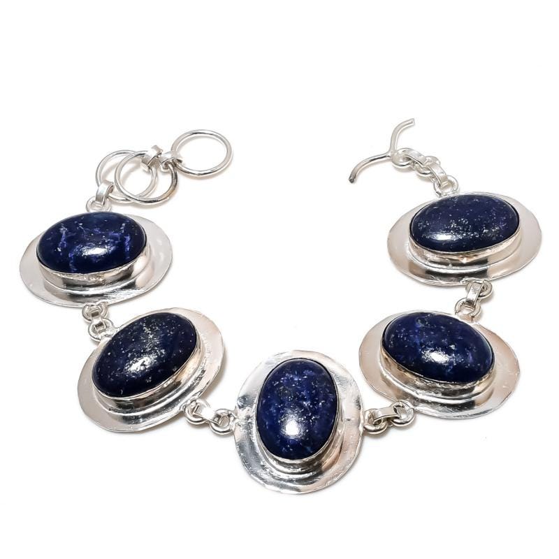 Blue Lapis Lazuli Sterling Silver Bracelet