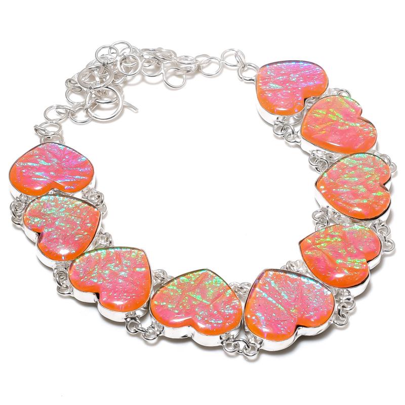 Pink Triplet Fire Opal Gemstone Necklace