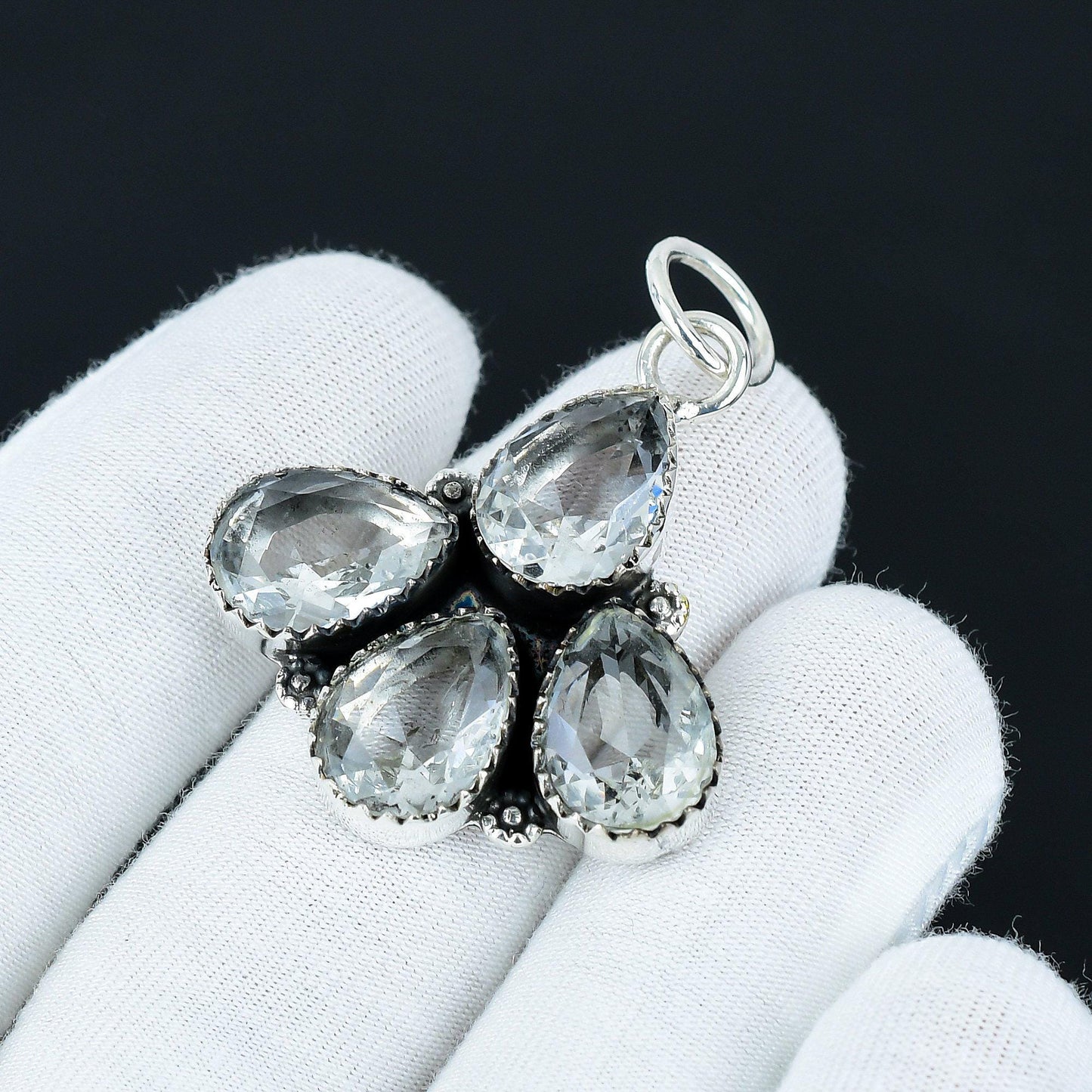 White Topaz Teardrop Sterling Silver Pendant
