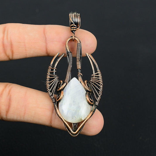 Rainbow Moonstone Gemstone Bull Face Pendant
