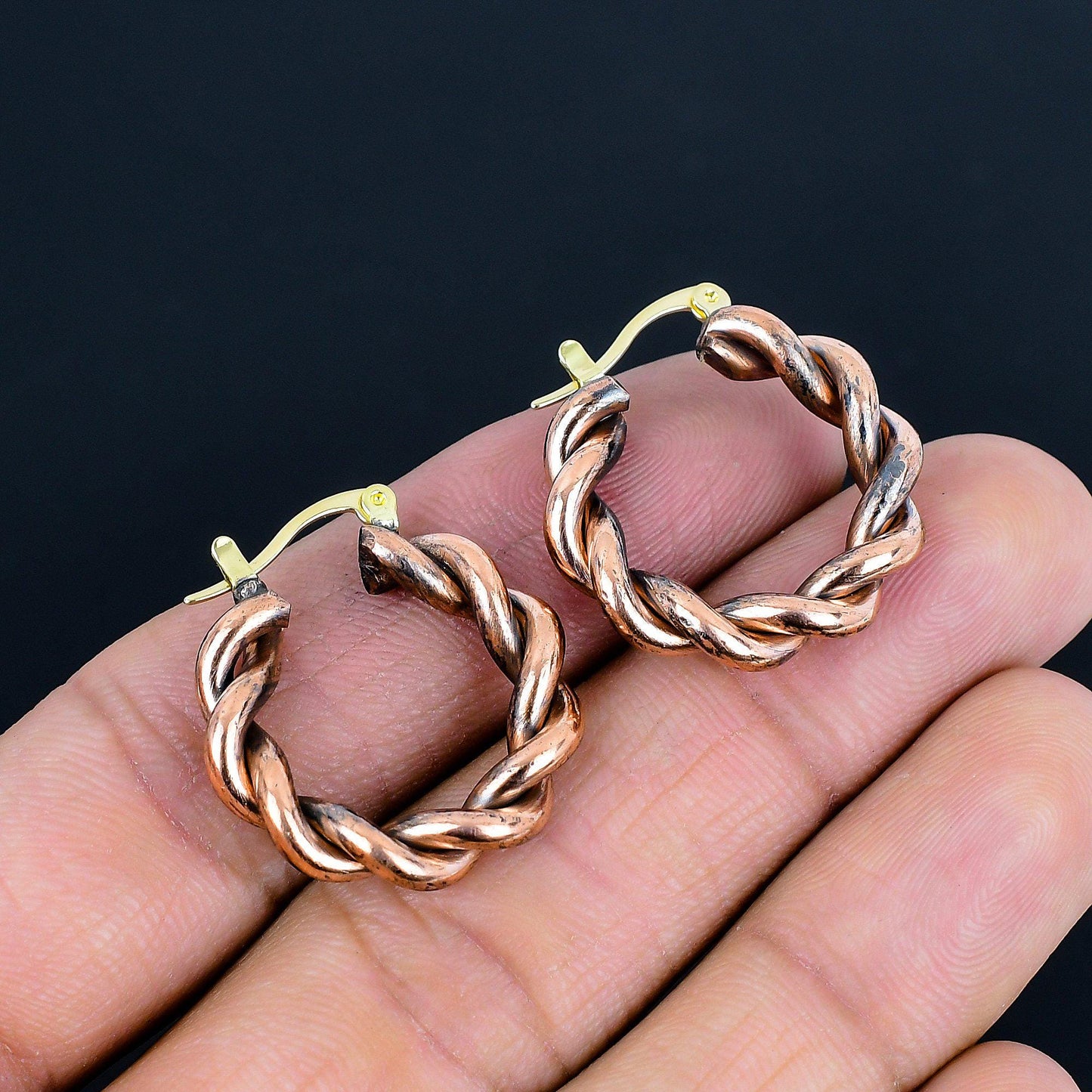 Copper Gemstone Wire Wrapped Earrings