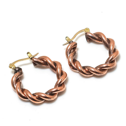 Copper Gemstone Wire Wrapped Earrings