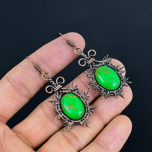 Green Turquoise Gemstone Earrings
