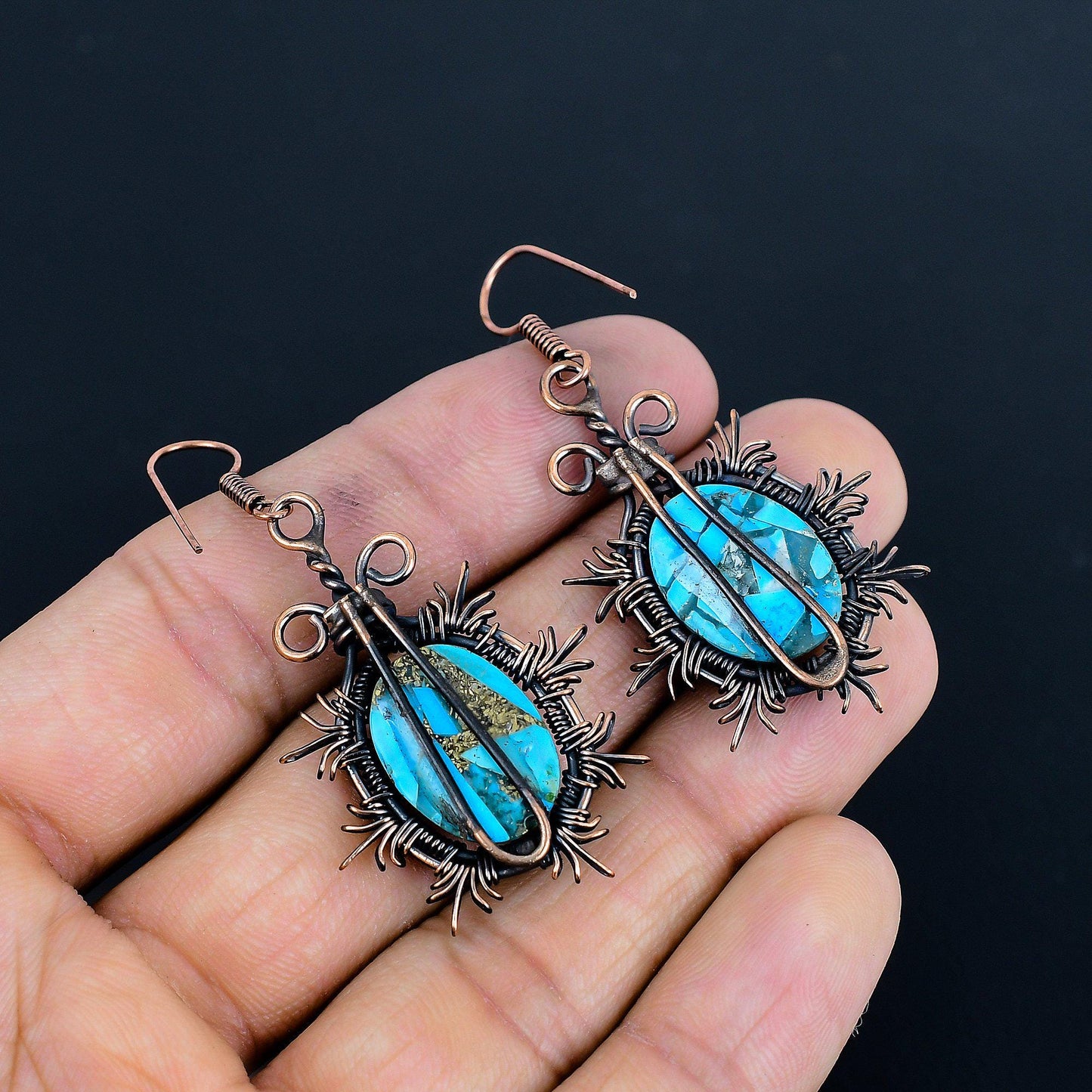 Blue Turquoise Gemstone Earrings
