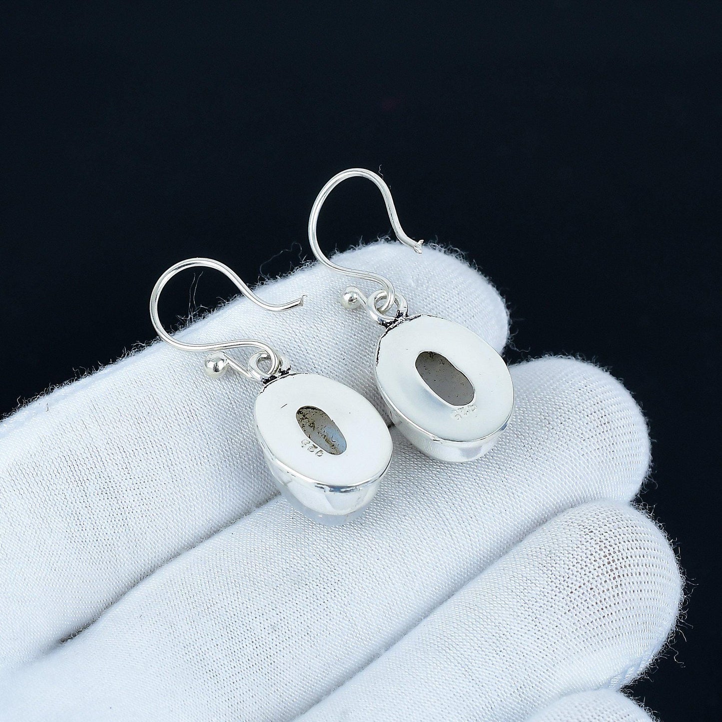 Rainbow Moonstone Silver Earrings