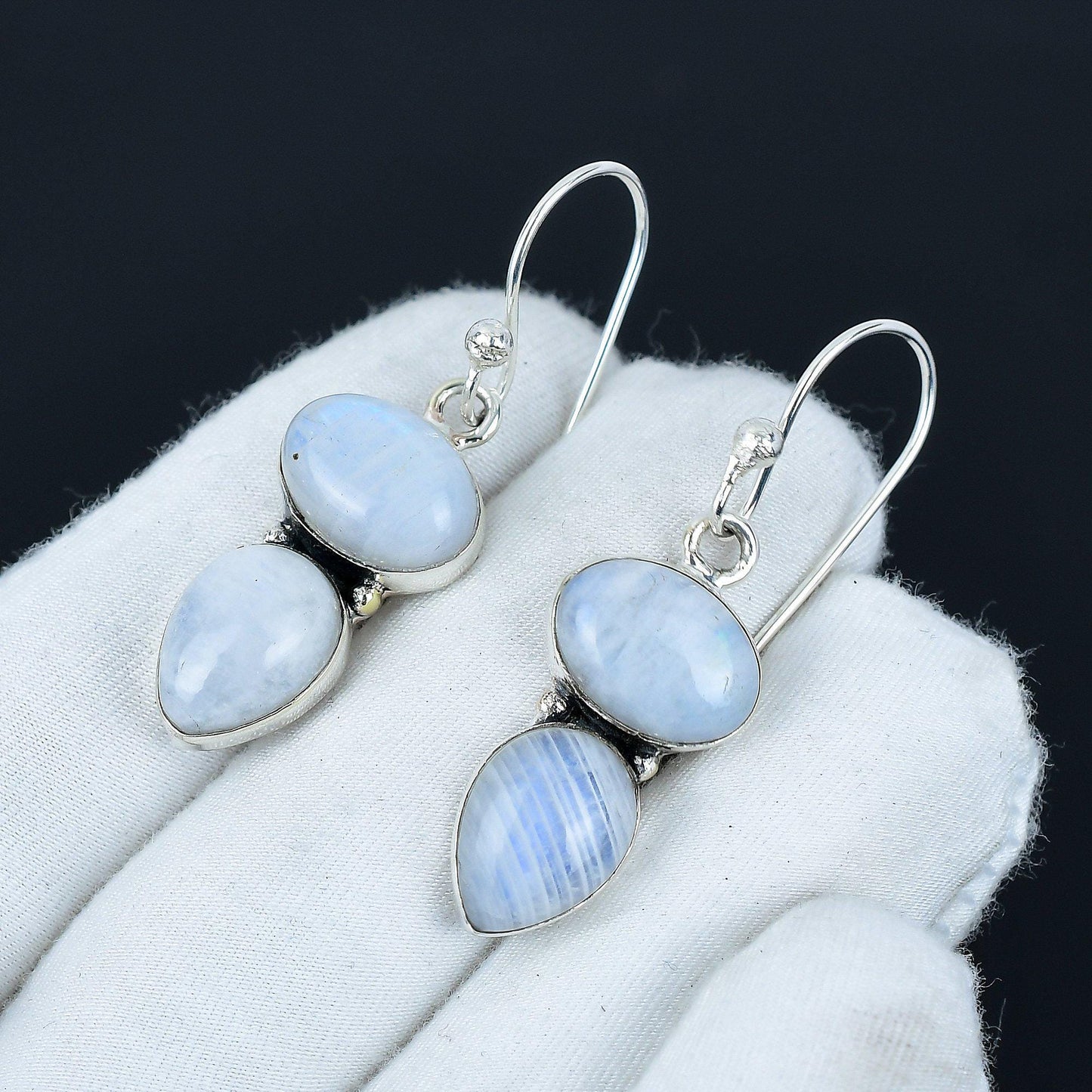 Rainbow Moonstone Gemstone Earrings