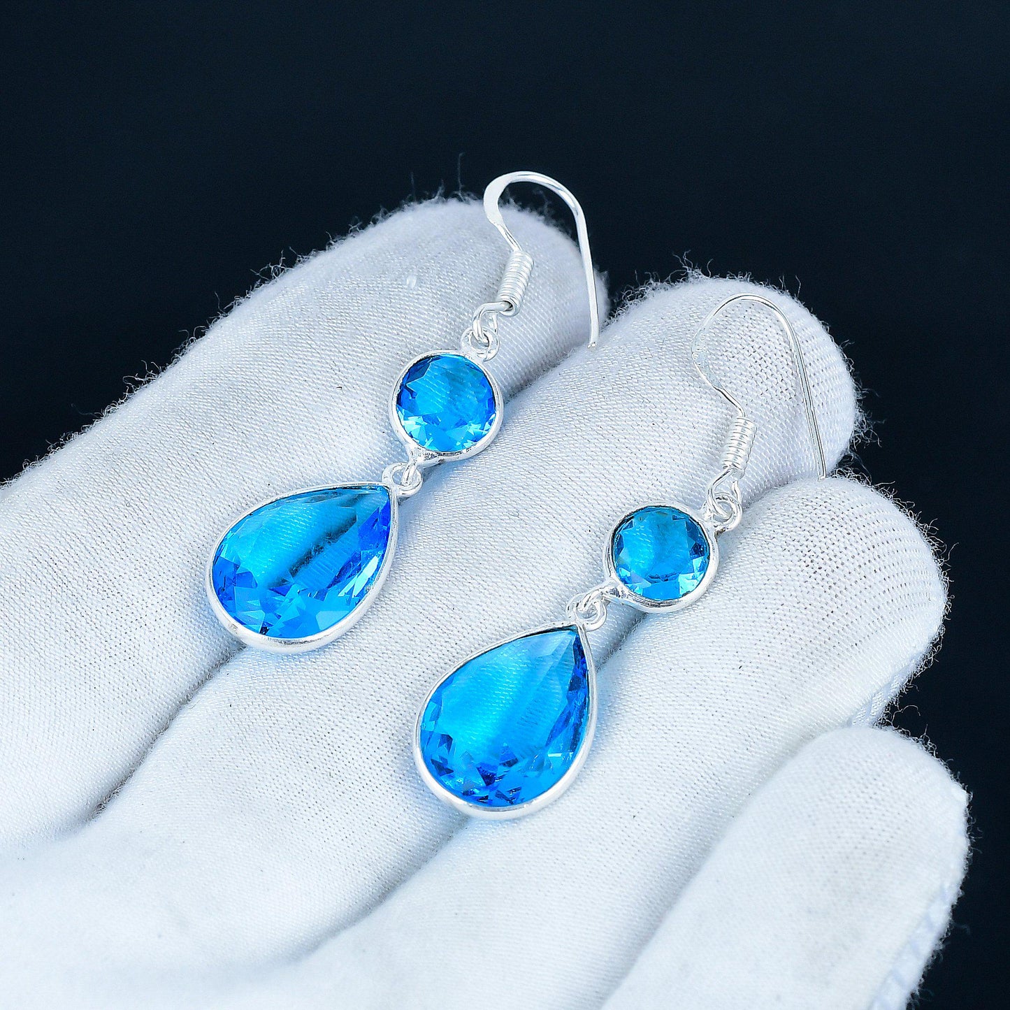 Swiss Blue Topaz Sterling Silver Earrings