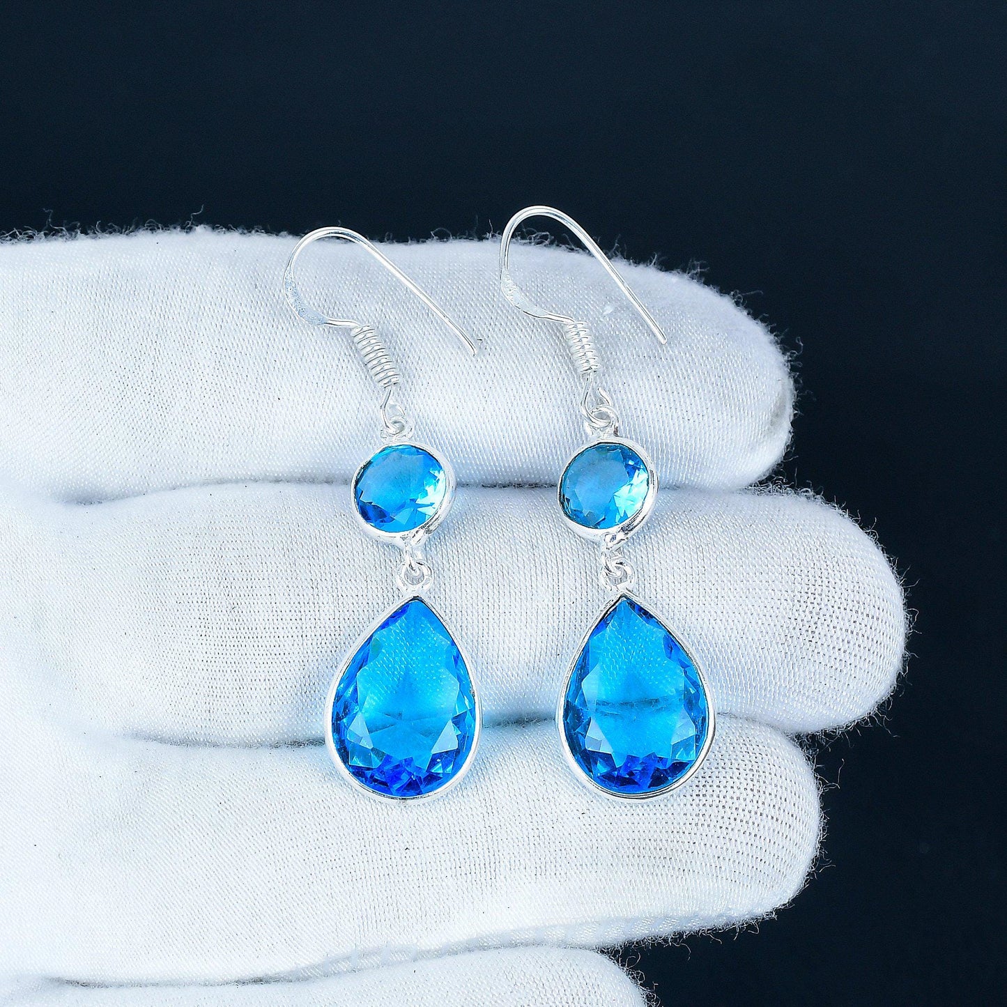Swiss Blue Topaz Sterling Silver Earrings