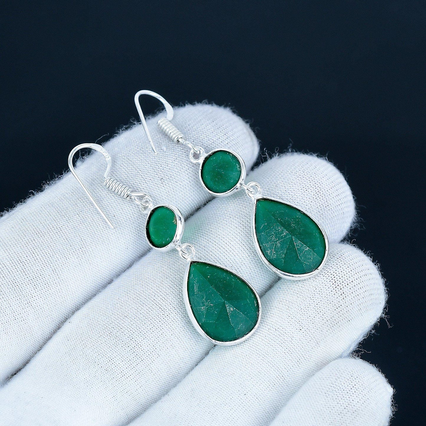 Green Emerald Gemstone Earrings