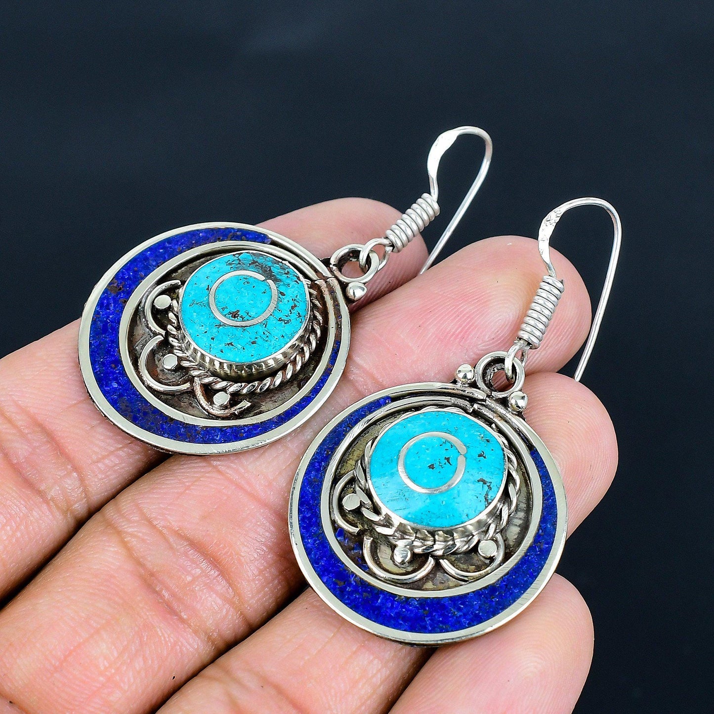 Turquoise & Lapis Lazuli Gemstone Earrings