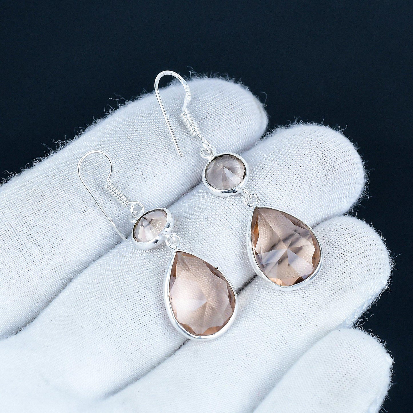 Pink Morganite Gemstone Sterling Silver Earrings