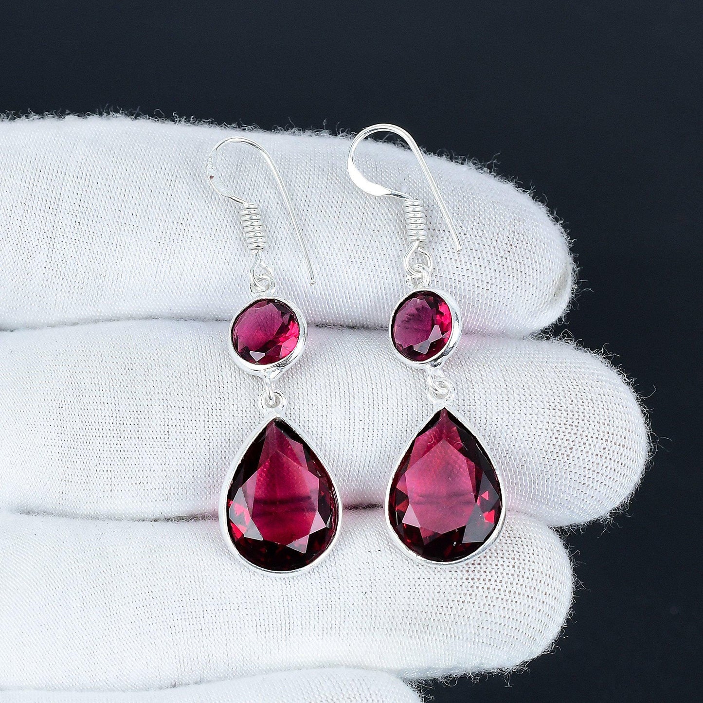 Pink Rubellite Sterling Silver Earrings