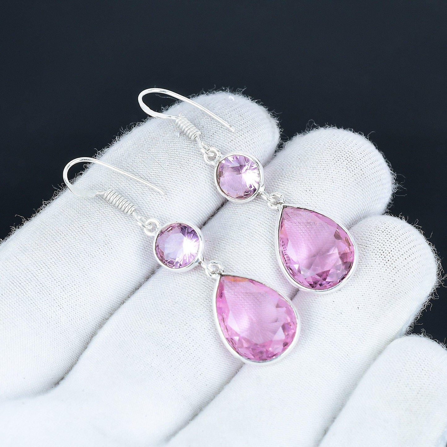 Pink Kunzite Sterling Silver Earrings