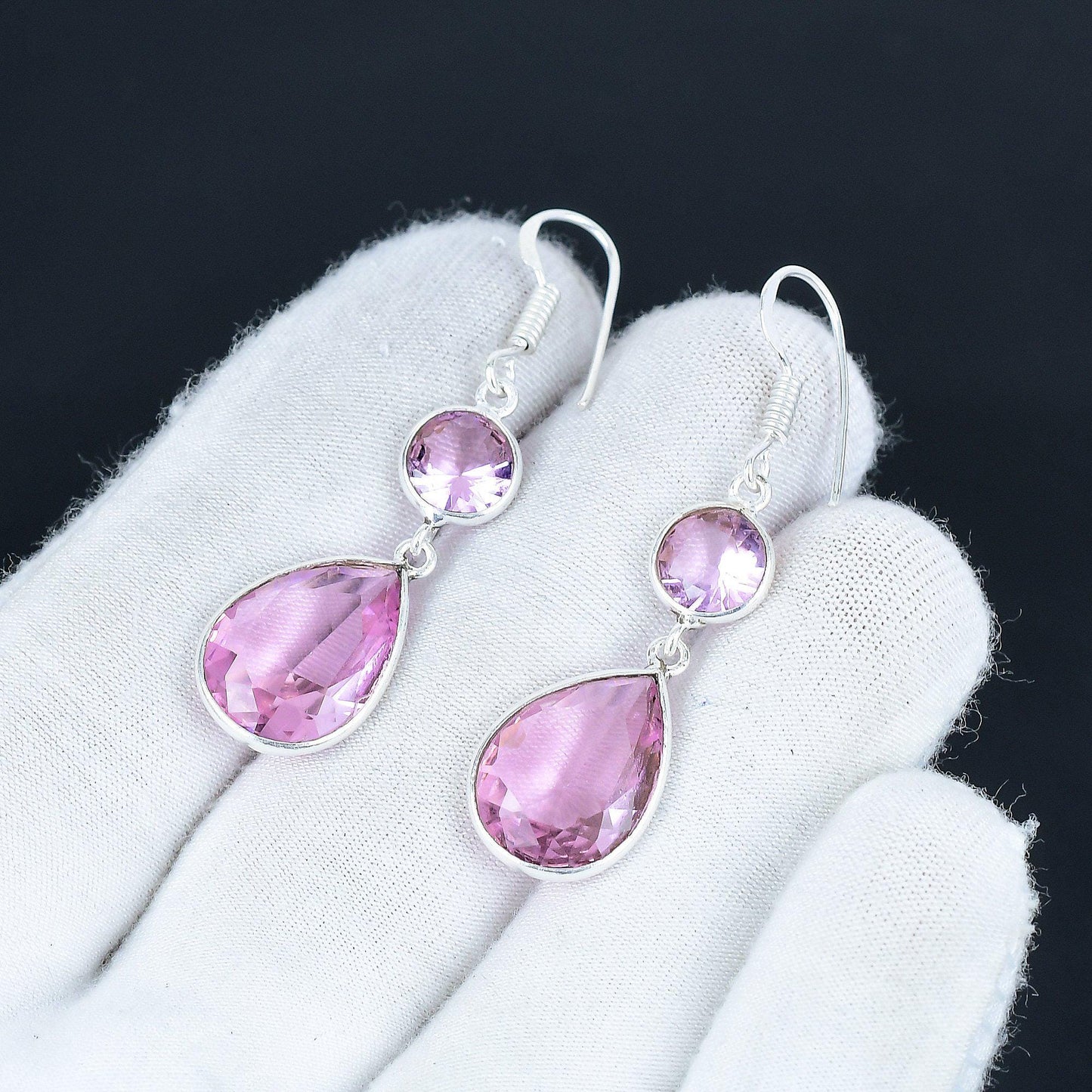 Pink Kunzite Sterling Silver Earrings