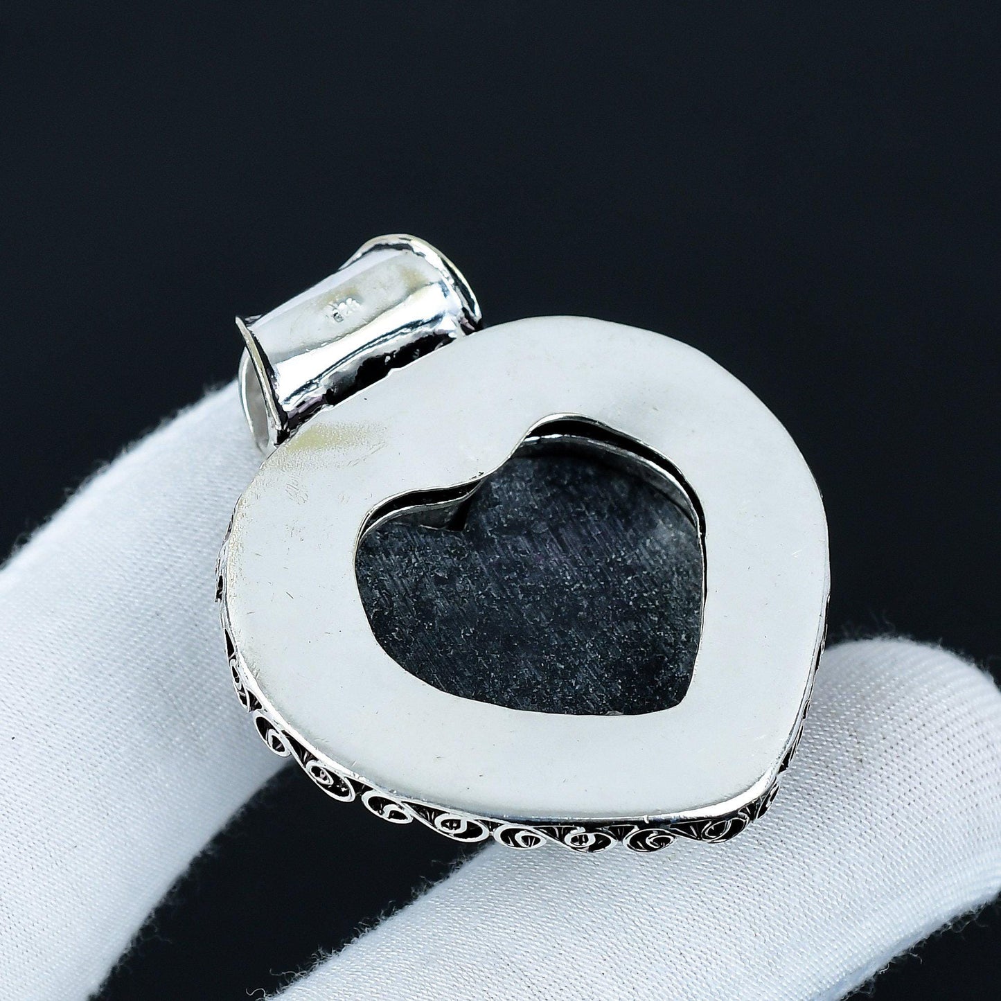 Blue-Green Abalone Shell Heart Pendant